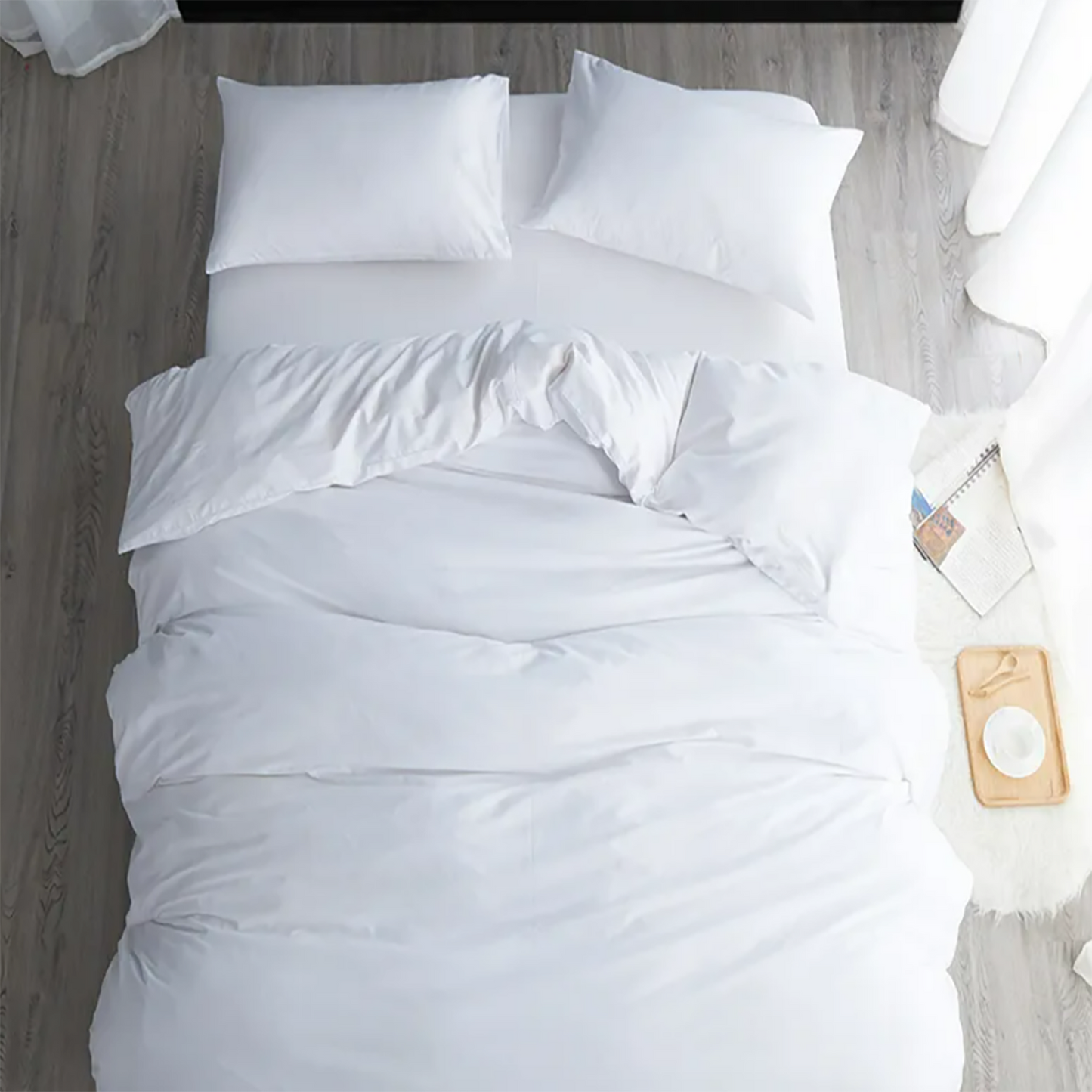 Plain White Hotel Bed Sheet Set – Ultra-Soft & Luxurious 100% Cotton