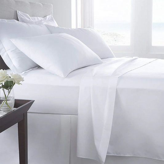 Plain White Hotel Bed Sheet Set – Ultra-Soft & Luxurious 100% Cotton