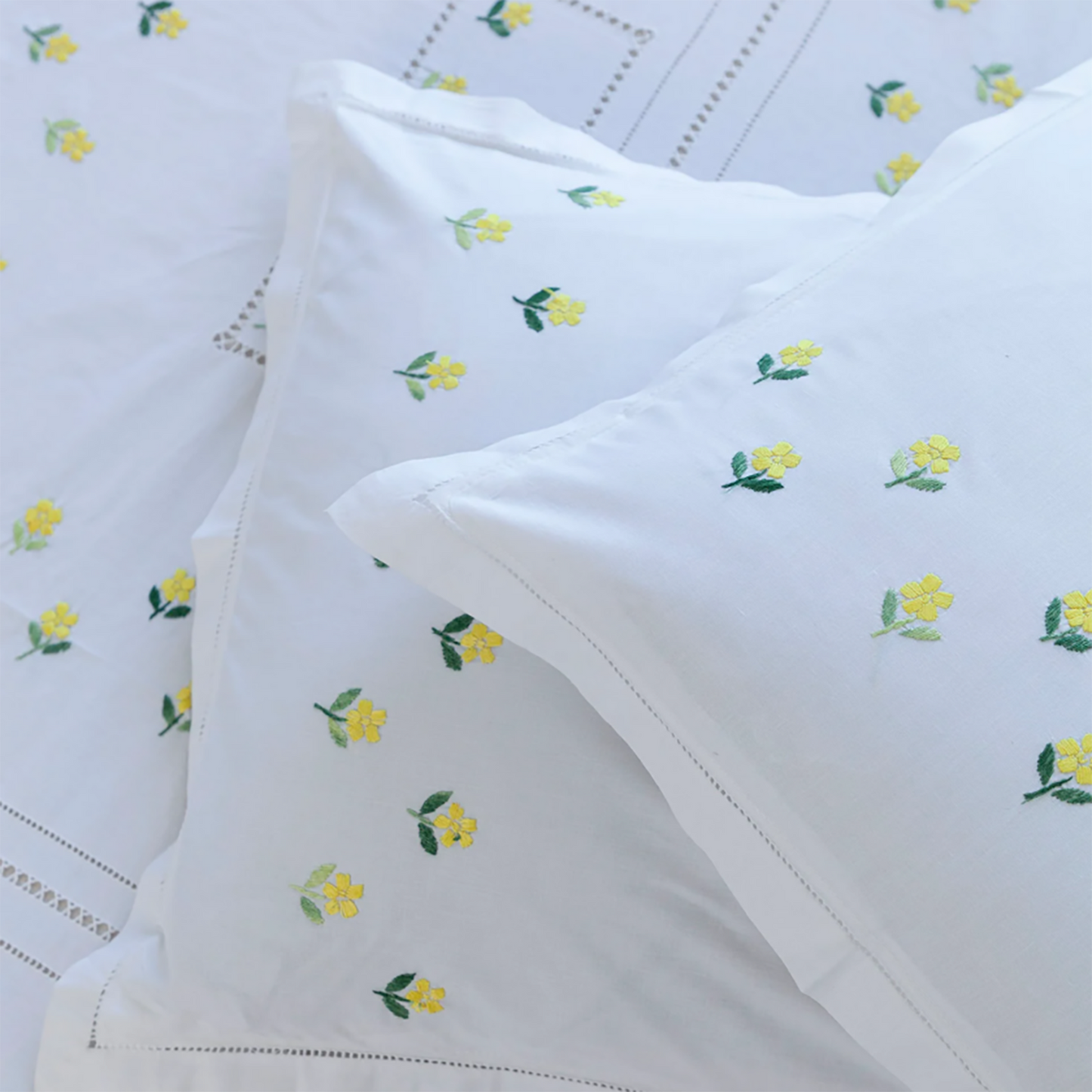 Hand-Embroidered King-Size Cotton Bedsheet with Pillow Covers