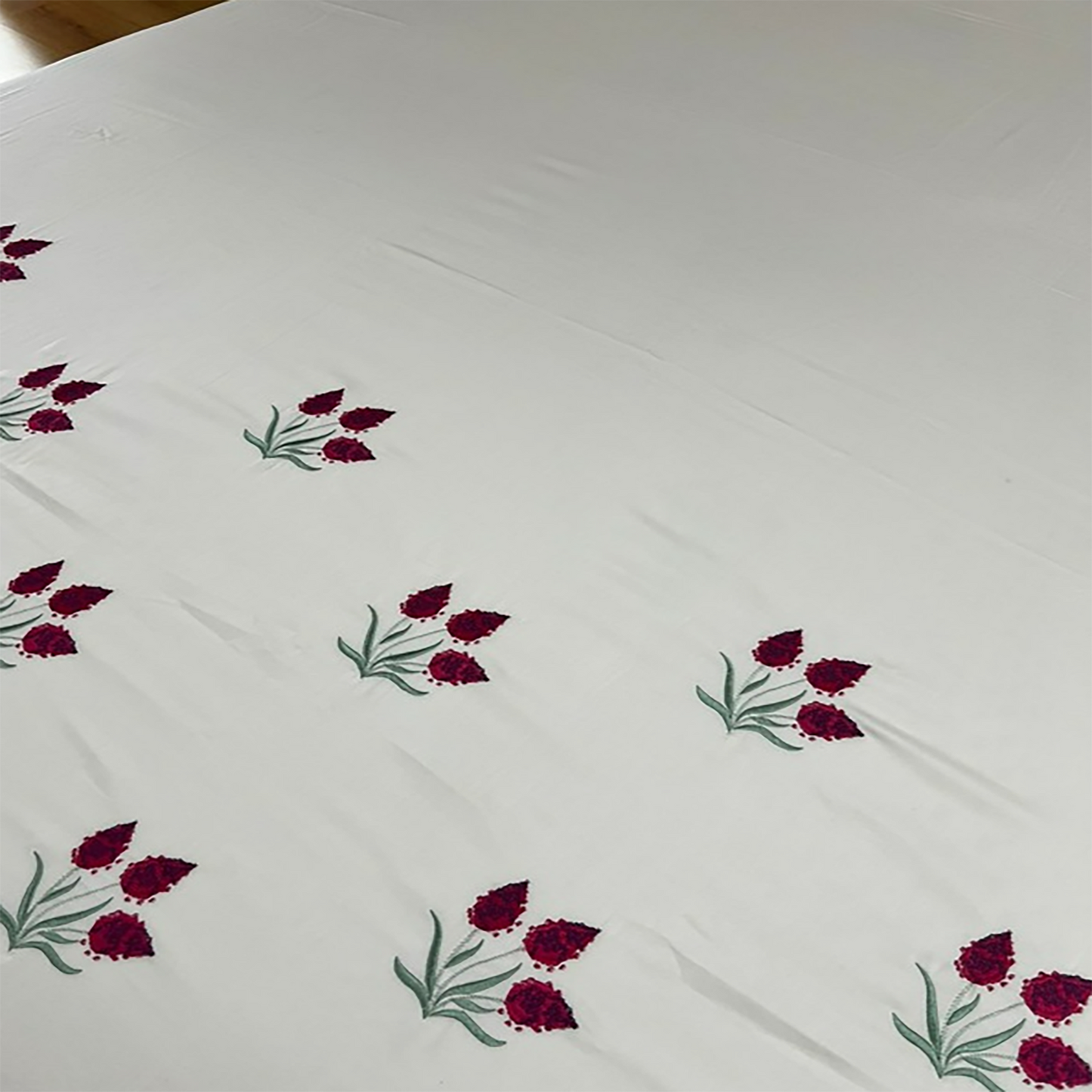 Premium Satin Embroidered Super King-Size Bedsheet with Pillow Covers