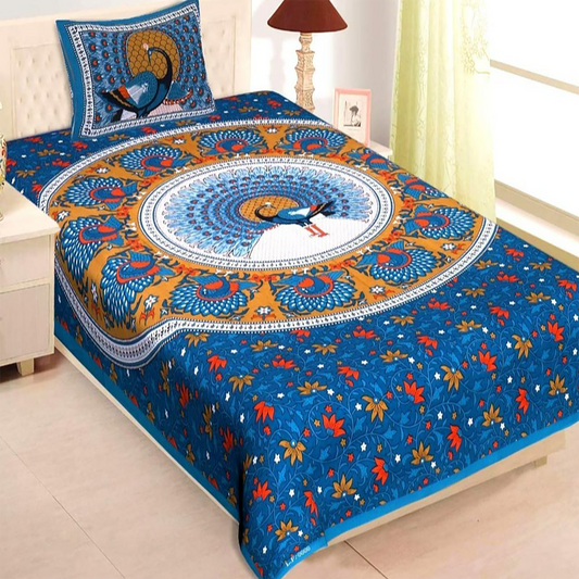 Elegant Floral Printed Cotton Bedsheet – Vibrant, Soft & Fade-Resistant