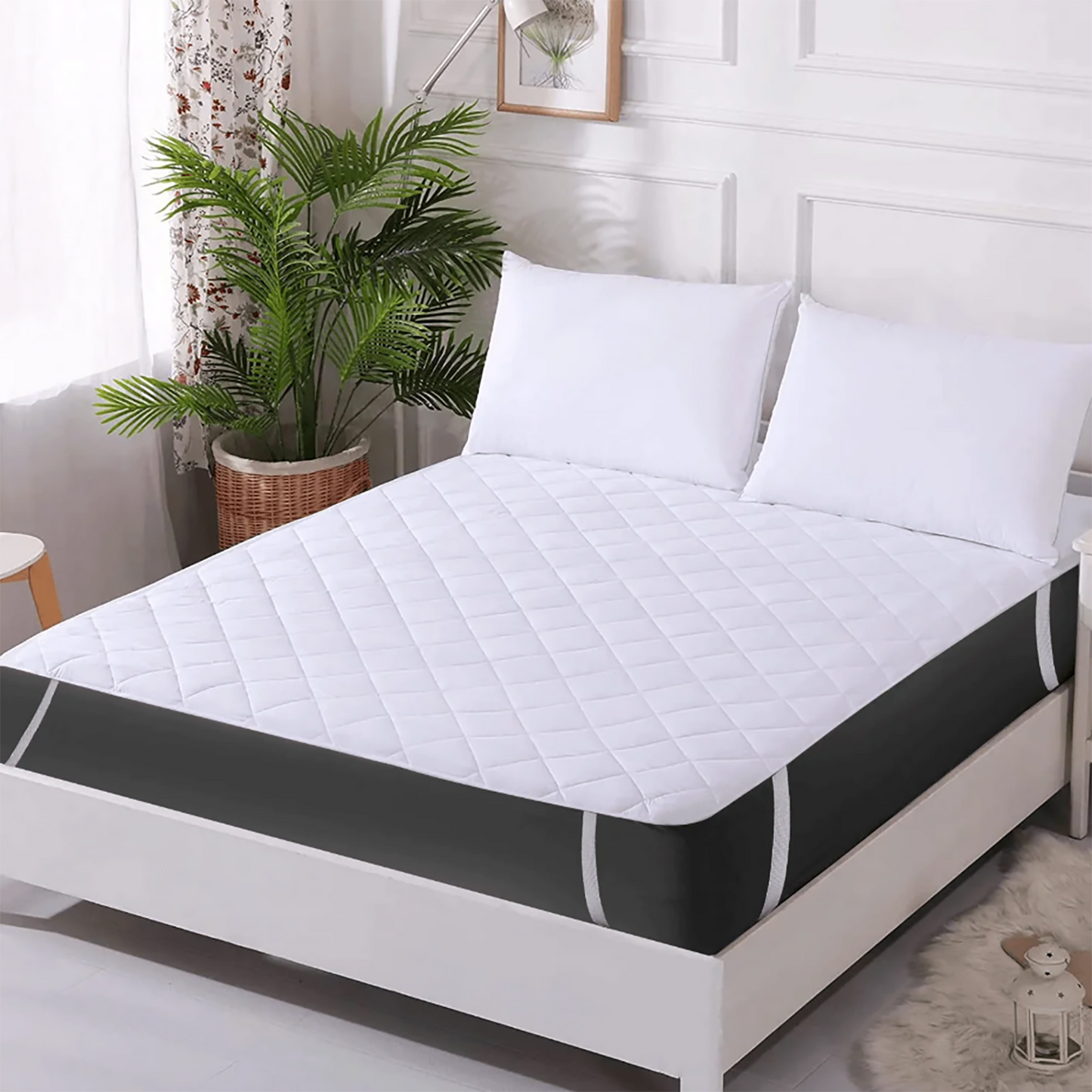 Water-Resistant Cotton Mattress Protector with Elastic Straps – Soft, Breathable, and Durable