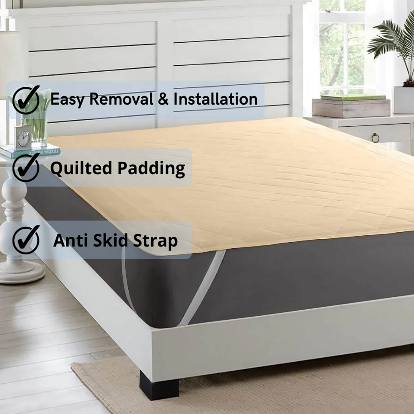 Water-Resistant Cotton Mattress Protector with Elastic Straps – Soft, Breathable, and Durable