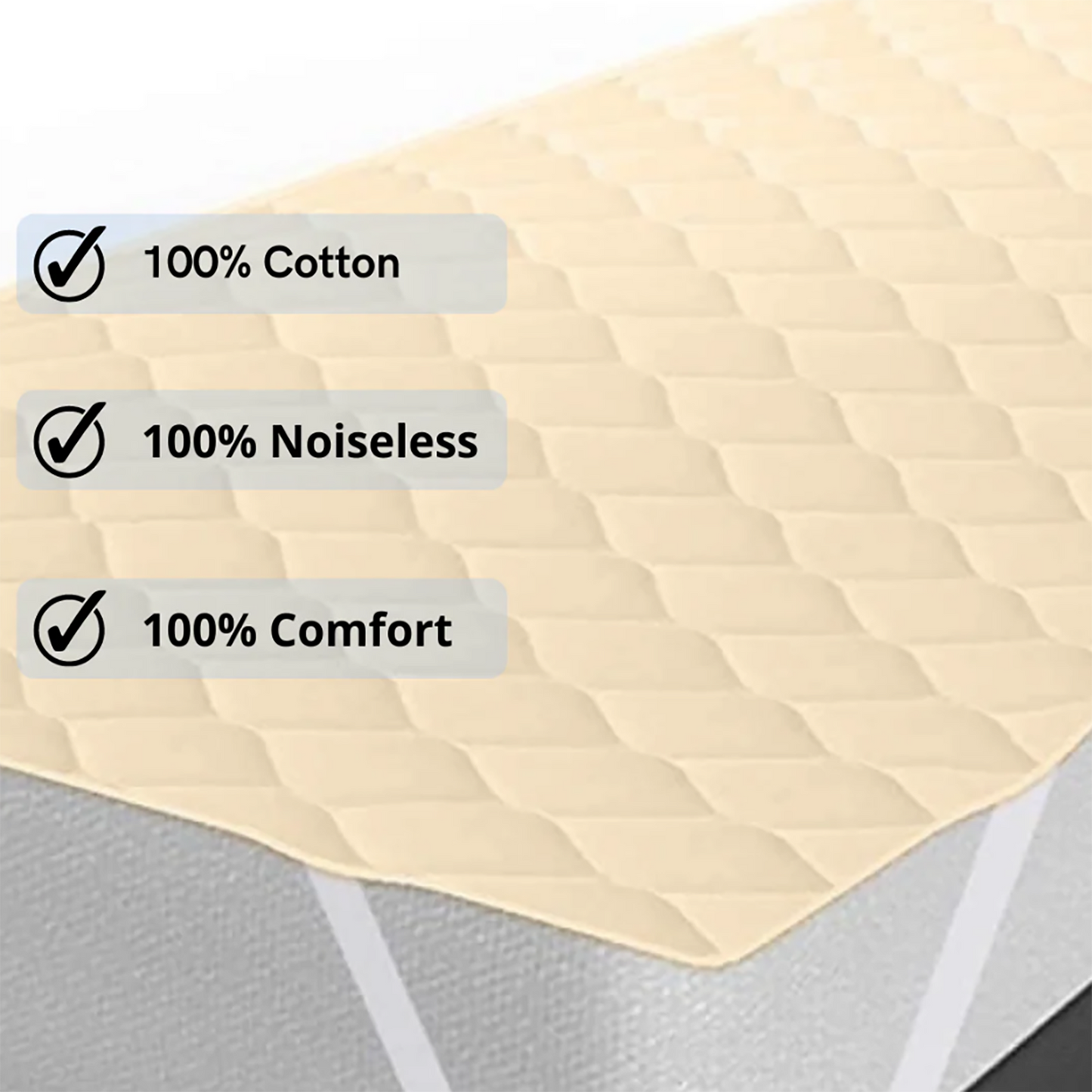 Water-Resistant Cotton Mattress Protector with Elastic Straps – Soft, Breathable, and Durable