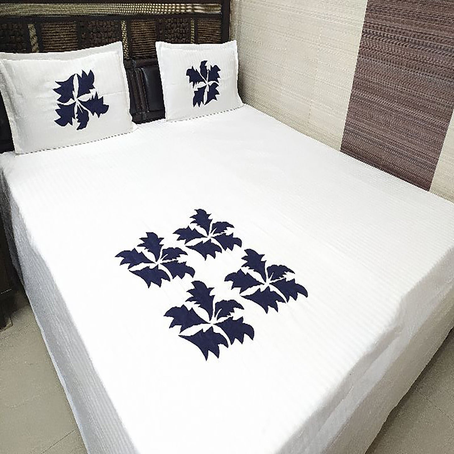 Hand-Embroidered King-Size Cotton Bedsheet with Pillow Covers